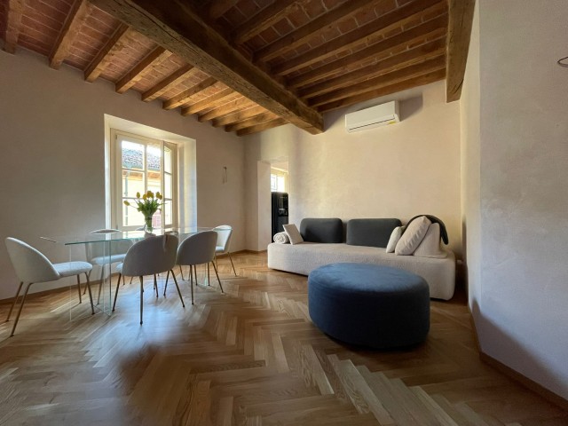Salon sous poutres anciennes